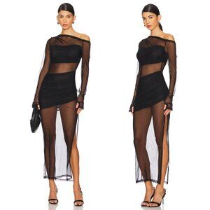 NEW SNDYS Reine Maxi Dress in Black Mesh Small S